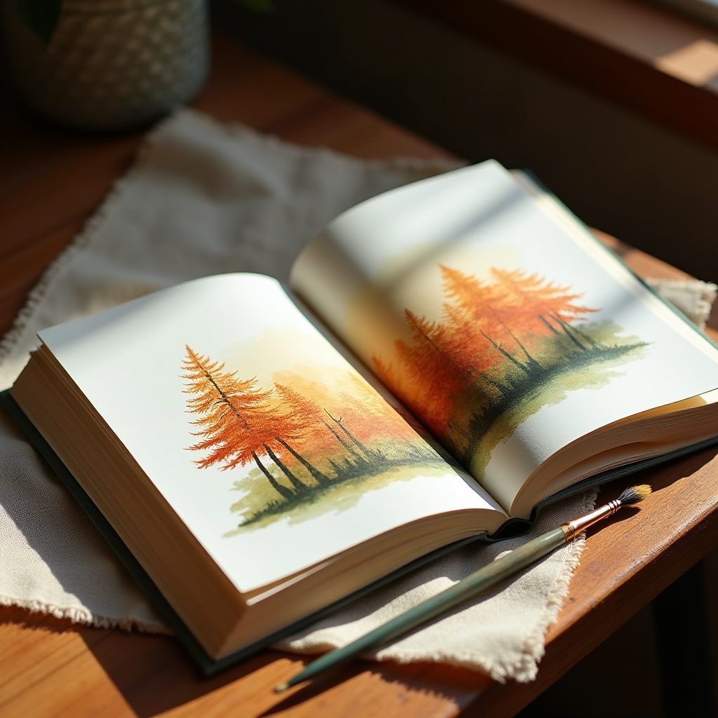 Illustrazione originale per copertina di libro, stile acquerello su carta testurata